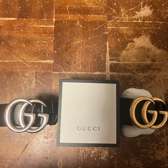 Gucci Black Belt with Dual-Tone GG Buckle - Picture 1 of 1